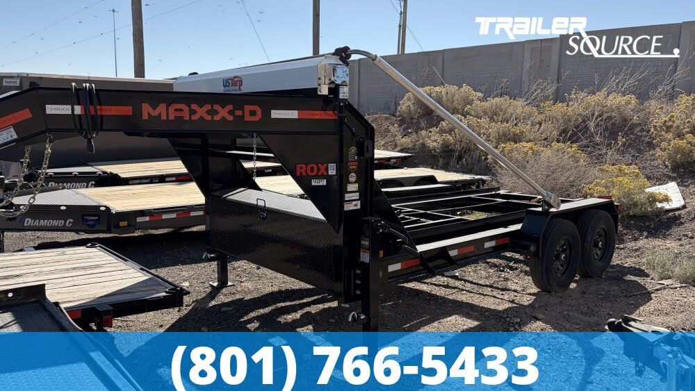 7x14 Maxx-D ROX Gooseneck Roll Off Trailer - 14K GVWR - Electric Tarp