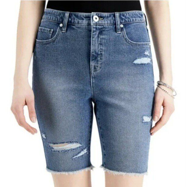 Style & Co. Women's Ripped Denim Bermuda Shorts
