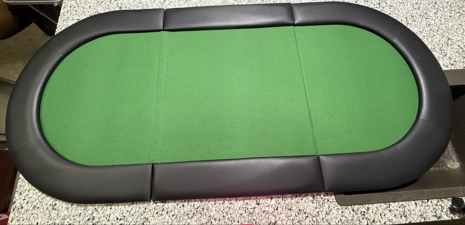 Portable Green Felt Poker Table Top with Padded Rail and Carrying Case
