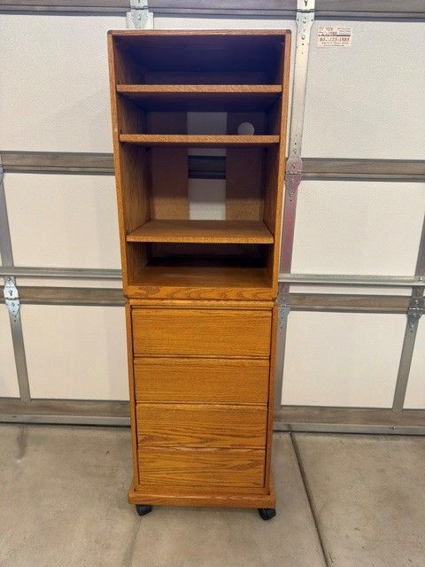 Oak Stereo Component and Media Cabinet