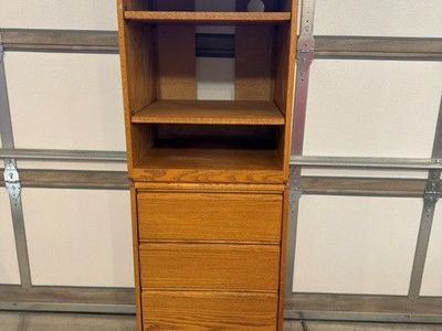Oak Stereo Component and Media Cabinet