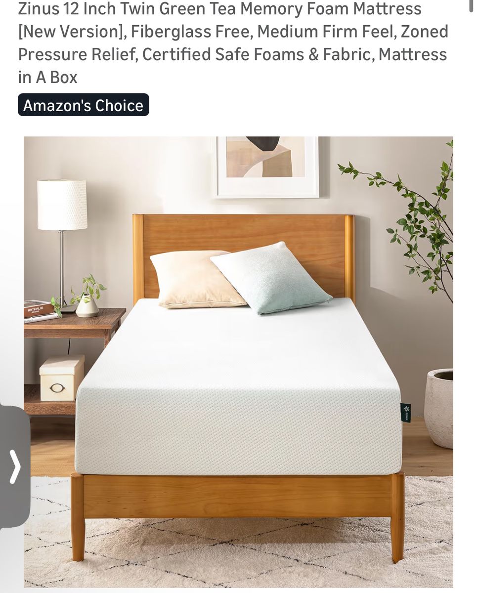 New 12 Inch Twin Green Tea Memory Foam Mattress