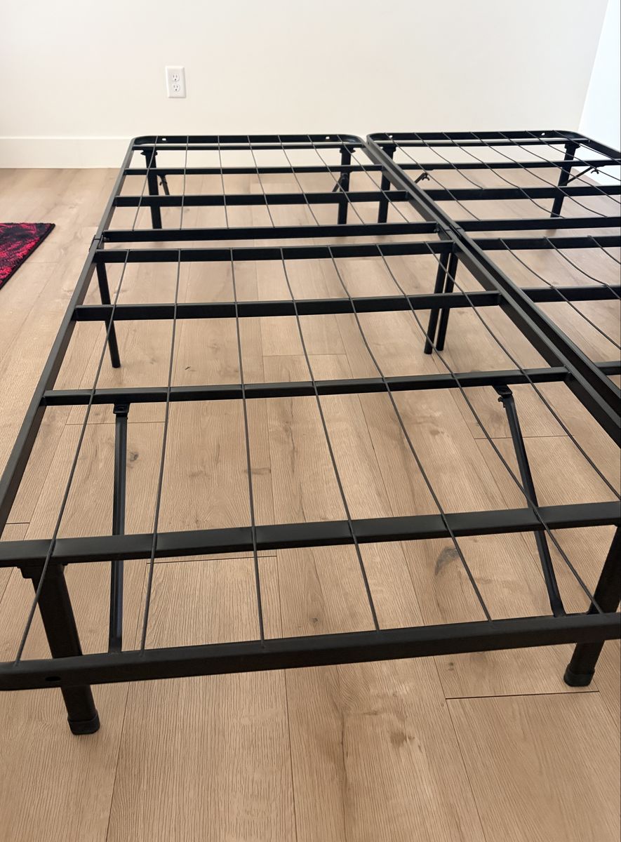 Foldable Metal Bed Frame Queen, 12”