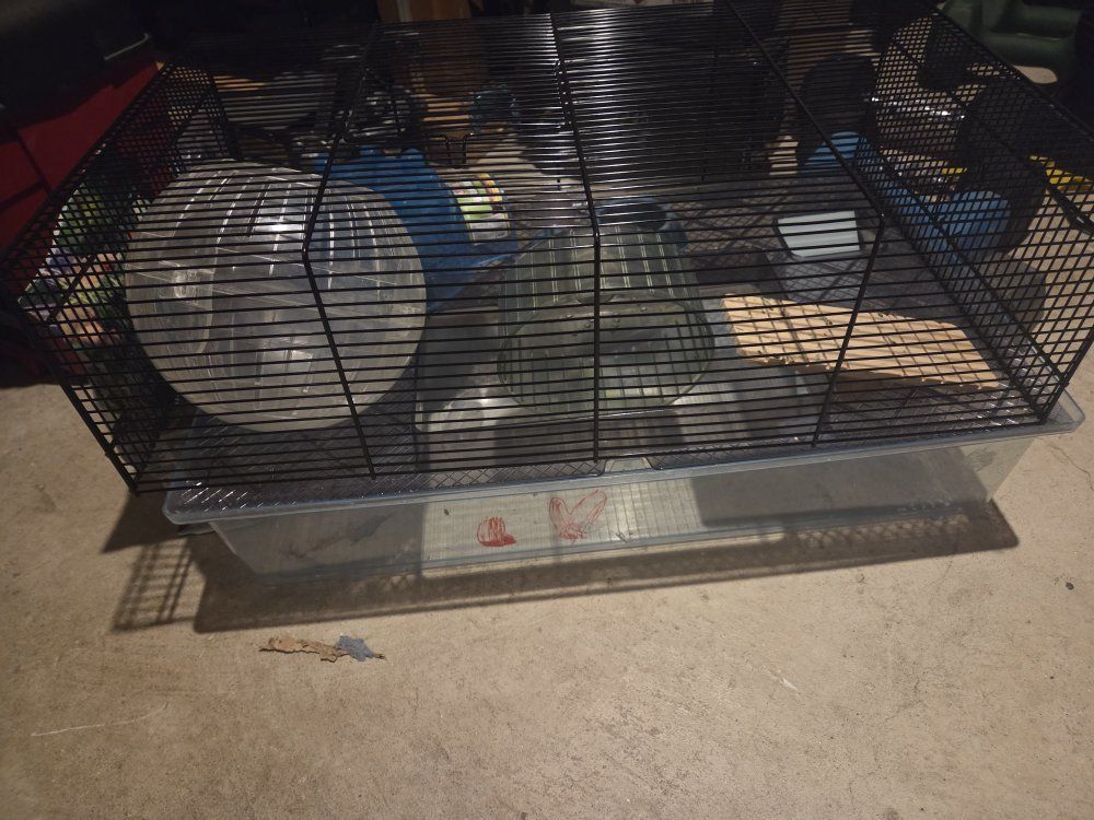 Large Hamster Cage with Accessories - Wheel, Food Bowl, Water Bottle, Bedding