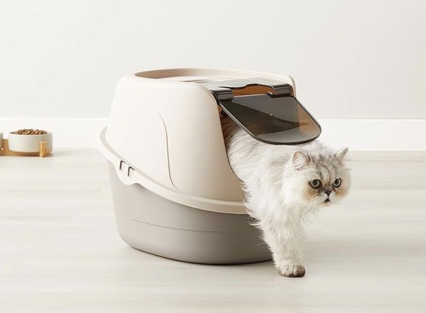 Covered Cat Litter Box with Hood and Swinging Door - 21x16x15 inch - Stain & Odor Resistant