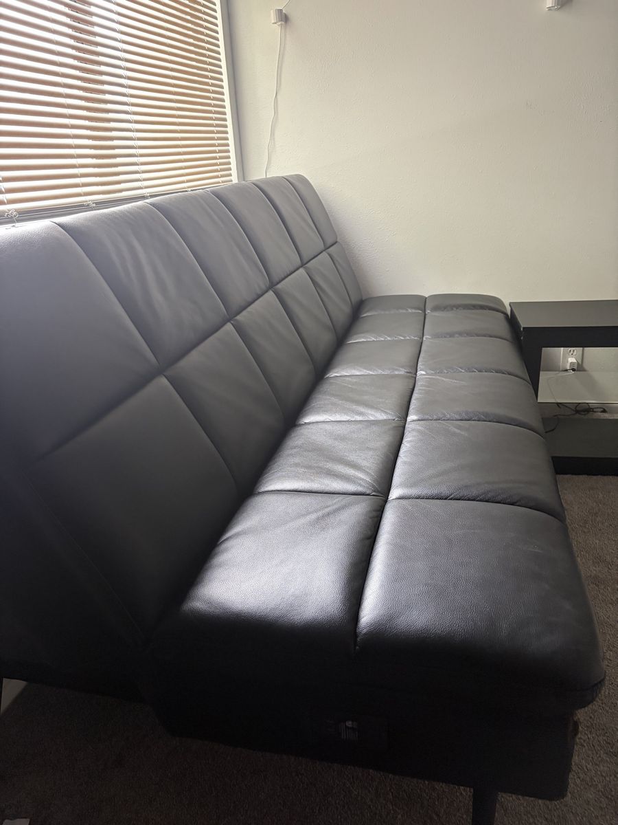 Black Faux Leather Convertible Futon sofa