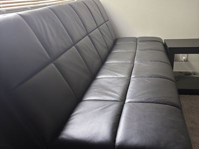 Black Faux Leather Convertible Futon sofa