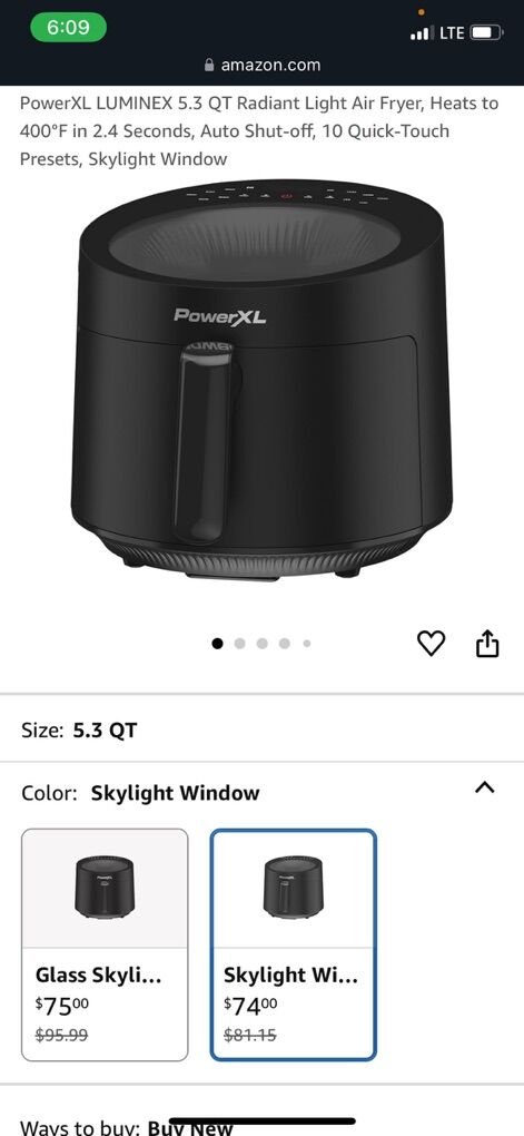 PowerXL LUMINEX 5.3 QT Air Fryer, Brand new