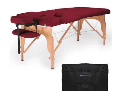 Used Professional Portable Folding Massage Table with Carrying Case - Burgundy