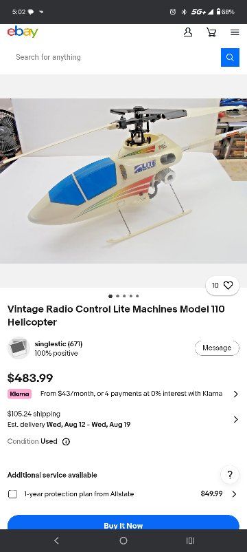 Vintage Lite Machines Model 110 RC Helicopter with Hitec Focus 4 Radio Controller and Accessories