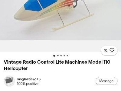 Vintage Lite Machines Model 110 RC Helicopter with Hitec Focus 4 Radio Controller and Accessories