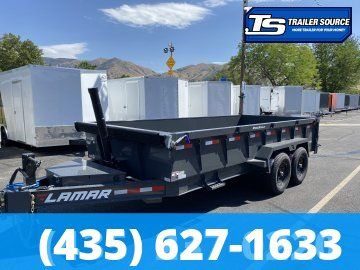 7x16 Lamar DT Dump Trailer - 24" Sides - 14K GVWR - 7 Gauge Floor, Telescopic
