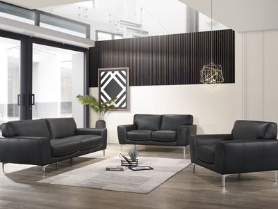 BRAND NEW! Top Grain Leather Black Sofa