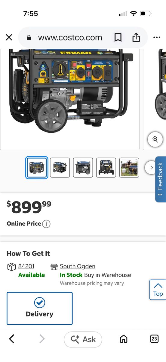 FIRMAN T07573 Tri-Fuel Portable Generator 9400 Starting Watts 7500 Running Watts Electric Start