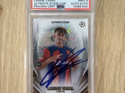 2023-24 Topps UEFA CC Lamine Yamal Ultimate Stage Chrome Auto PSA Mint 9 Cert 100681025
