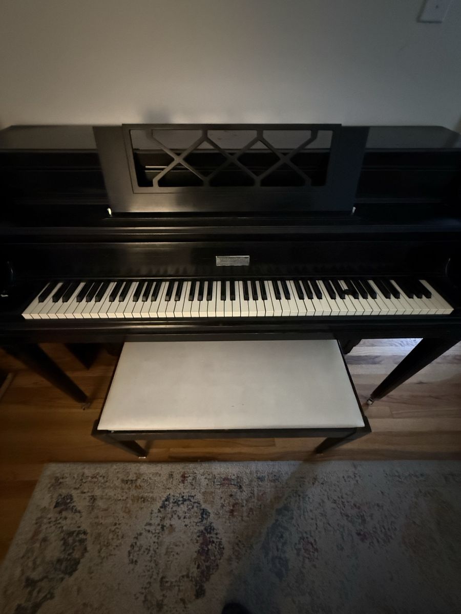 Upright Acoustic Piano with Matching Padded Bench - Dark Finish