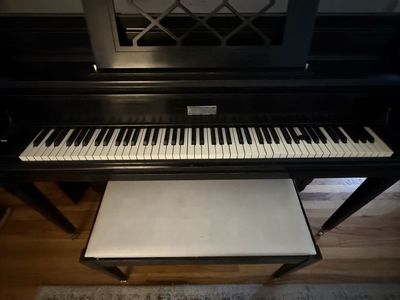 Upright Acoustic Piano with Matching Padded Bench - Dark Finish