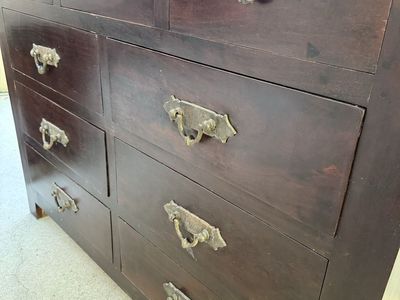 Dark Wood Dresser/Bedroom Set - Dresser (8-Drawer) & Nightstand (3-Drawer)