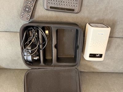 Beelink Portable Mini Projector with Remote, Wireless Keyboard, Cables & Carrying Case