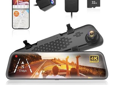 WOLFBOX G840S 12" 4K Mirror Dash Cam Front Rear View Camera Smart WiFi GPS