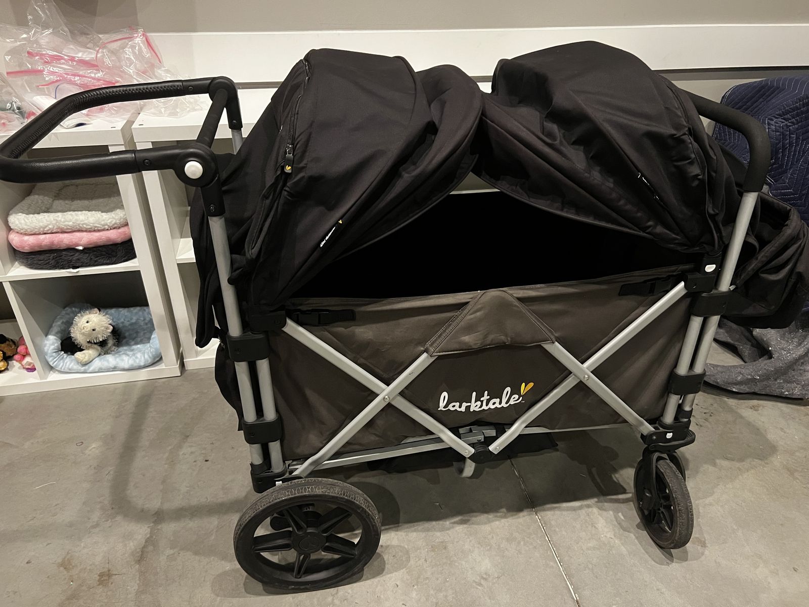 Larktale Caravan Double Stroller Wagon - Flat-Bed Conversion & All Weather Covers