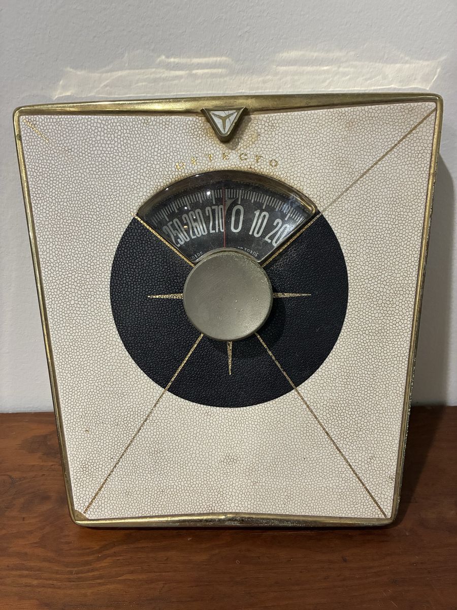 Vintage Detecto Bathroom Scale - Mid-Century Modern Design, White & Gold