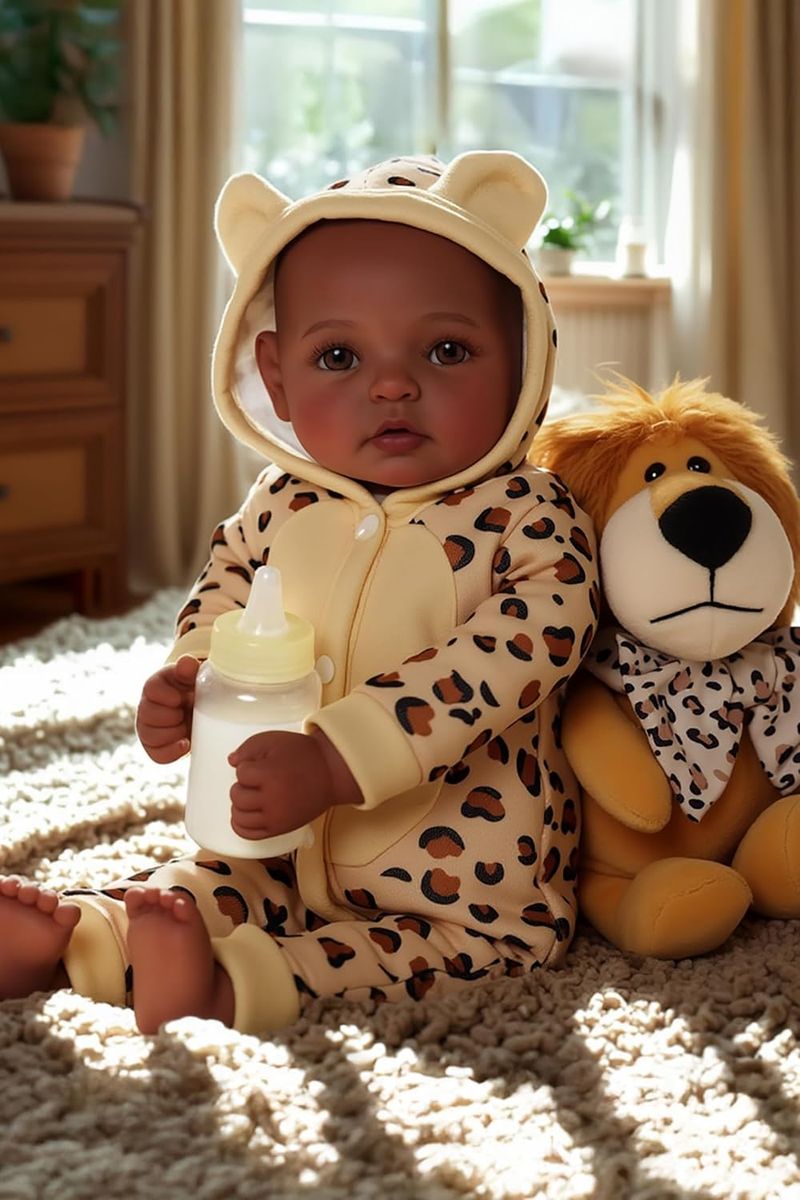 BABESIDE Adorable Lifelike Black Baby Doll - 17" Handmade Realistic African American Baby Dolls with Premium Outfit