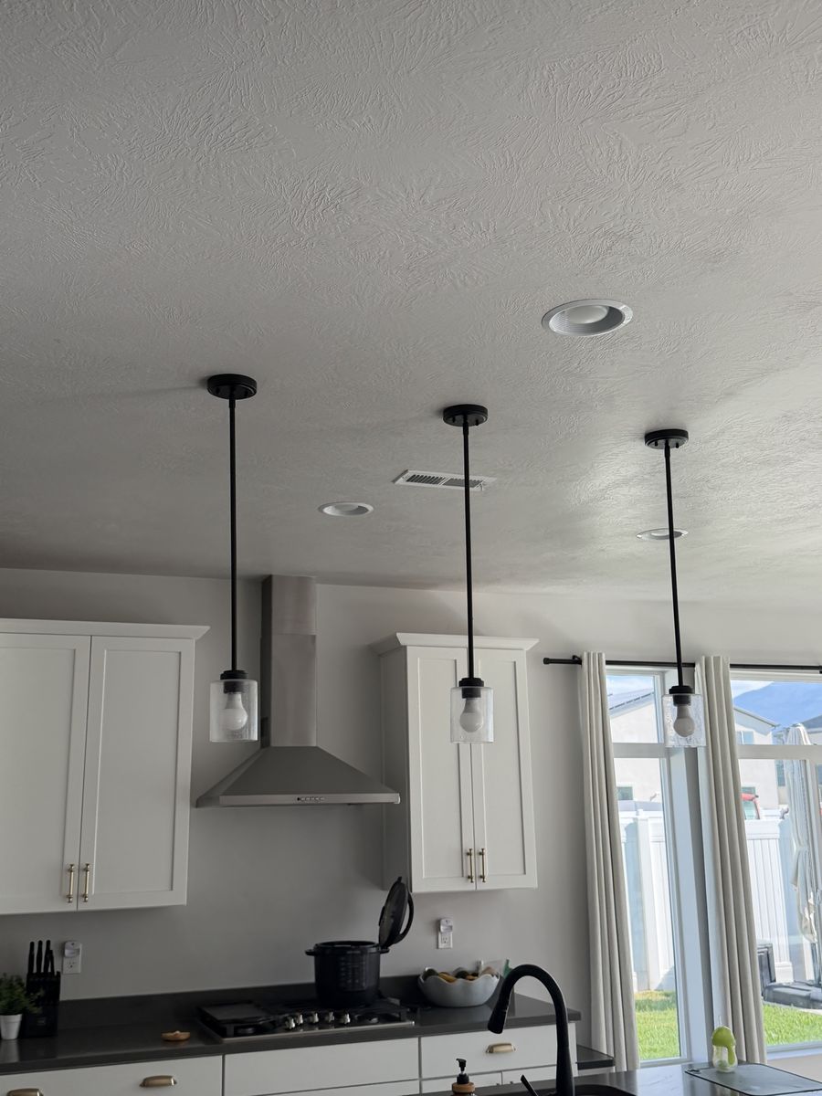Set of 3 Modern Black Glass Pendant Lights
