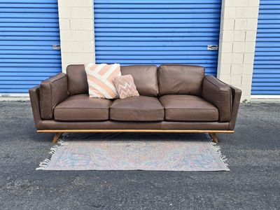 Article Timber 90" Leather Sofa - Charme Chocolat, Top-Grain Italian Leather