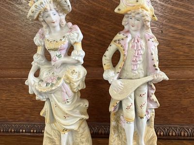 Victorian Couple Figurines- Bisque/ Fine Porcelain - 1950's