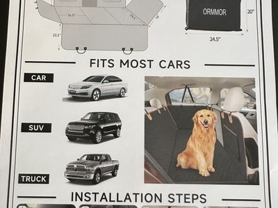 Ormmor Automotive Pet Back Seat Cover - Black Universal Fit for Cars, SUVs & Trucks