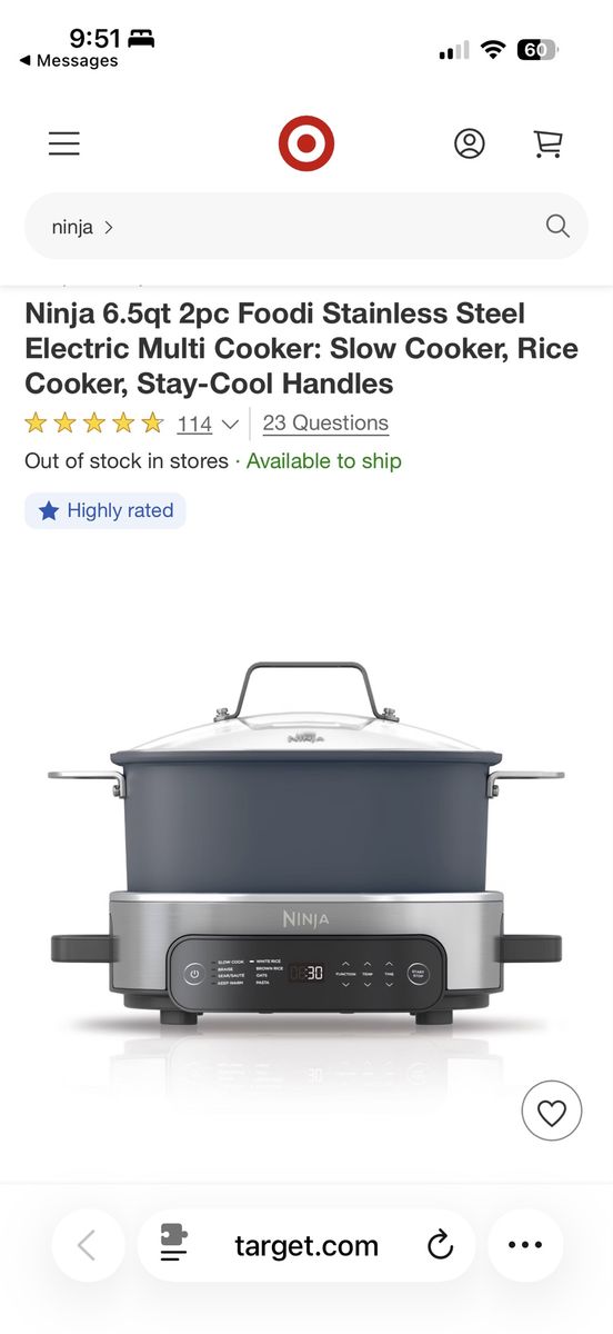 Ninja 6.5qt 2pc Foodi Stainless Steel Multi-cooker
