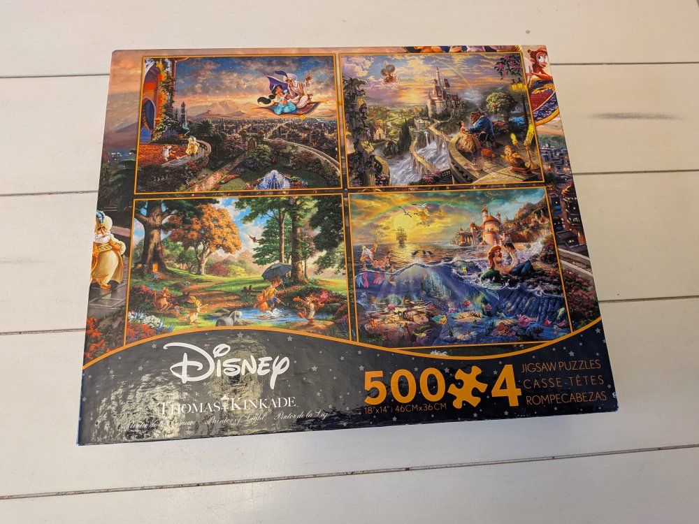 Disney Thomas Kinkade 4-in-1 Jigsaw Puzzle Multipack 500 Pieces Each- All COMPLETE
