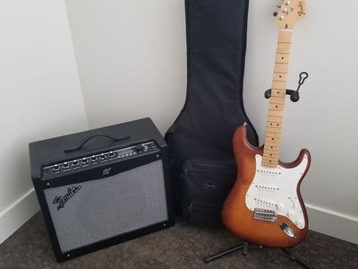 Fender American Stratocaster Electric Guitar & Mustang III Amp Set - Sunburst, Great Condition