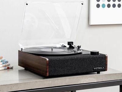 Victrola Vintage 3-Speed Bluetooth Suitcase Turntable Record Player, Wood Finish