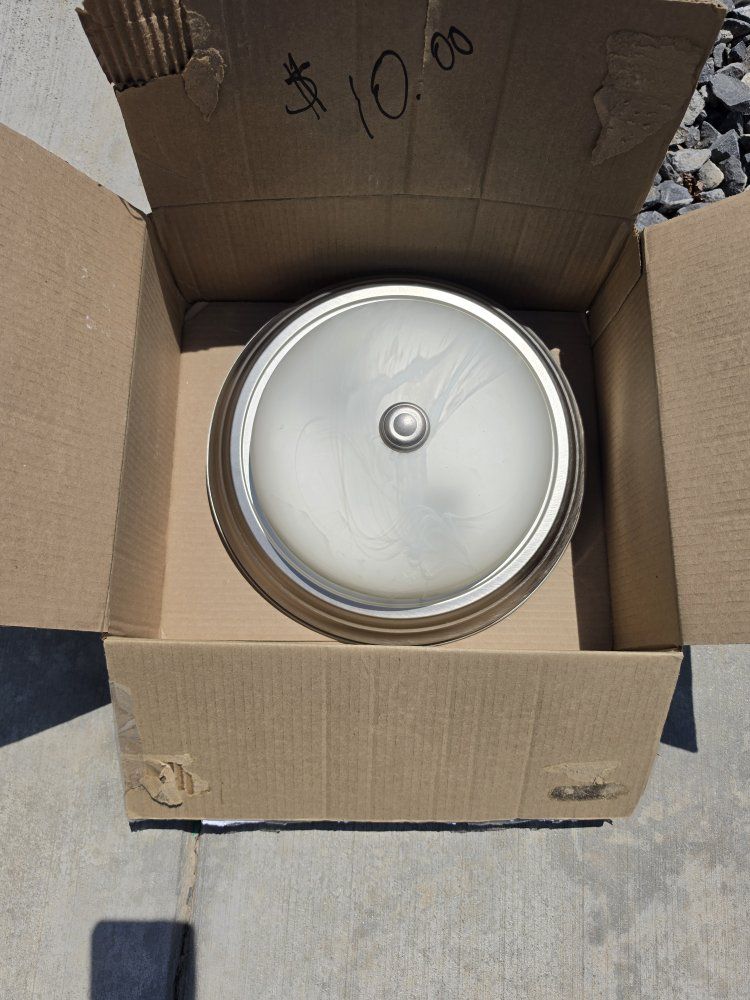 Round Ceiling Light Fixture with Frosted Glass Shade - Used