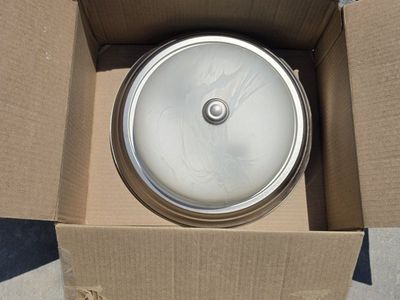 Round Ceiling Light Fixture with Frosted Glass Shade - Used