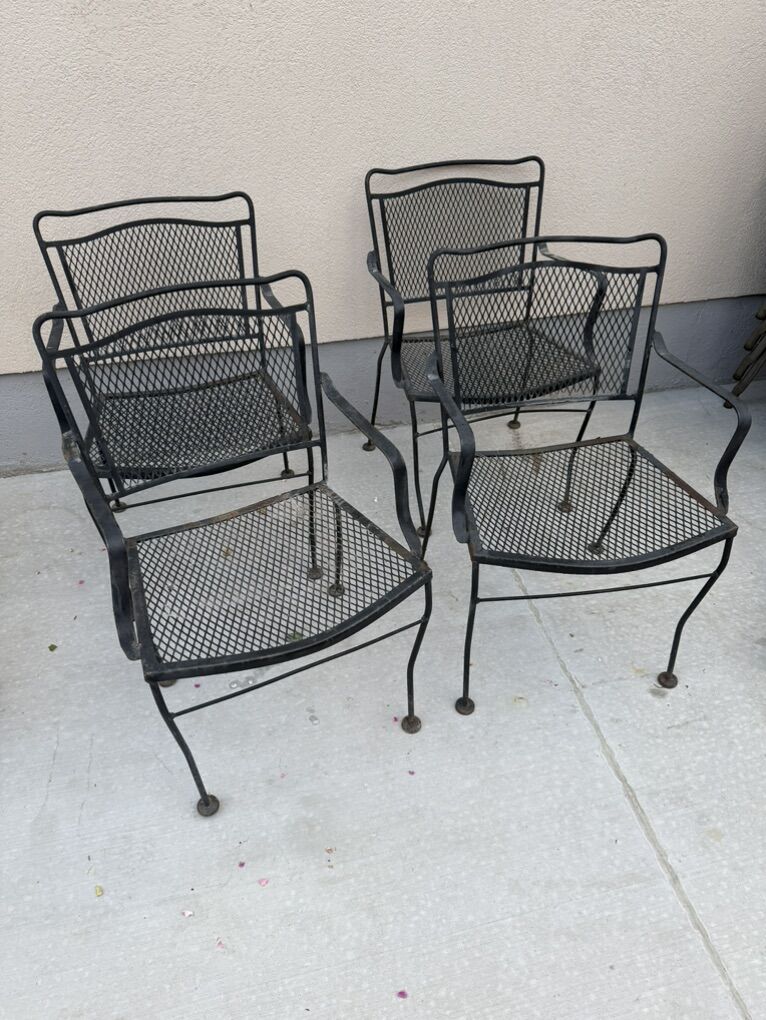 Set Of 4 Metal Patio Chairs
