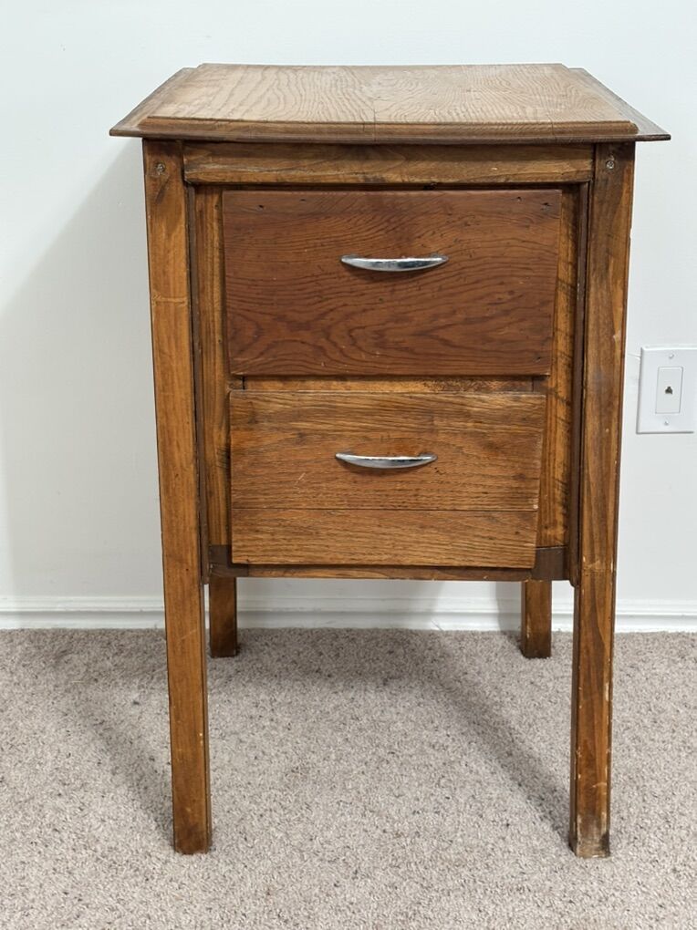 2-Drawers Small Narrow End Table Nightstand Entry