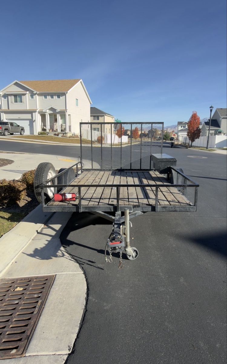 10x7 Utility Trailer with Wood Deck and Ramp Gate - Good Condition