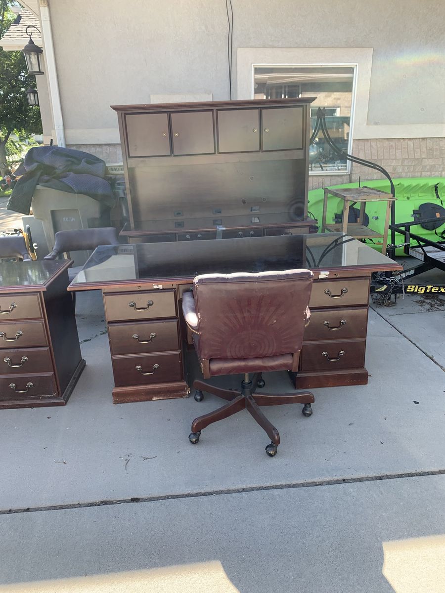 Executive Cherry wood office desk.