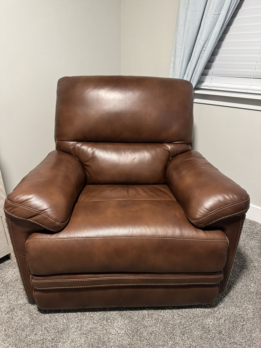 Leather rocking recliner