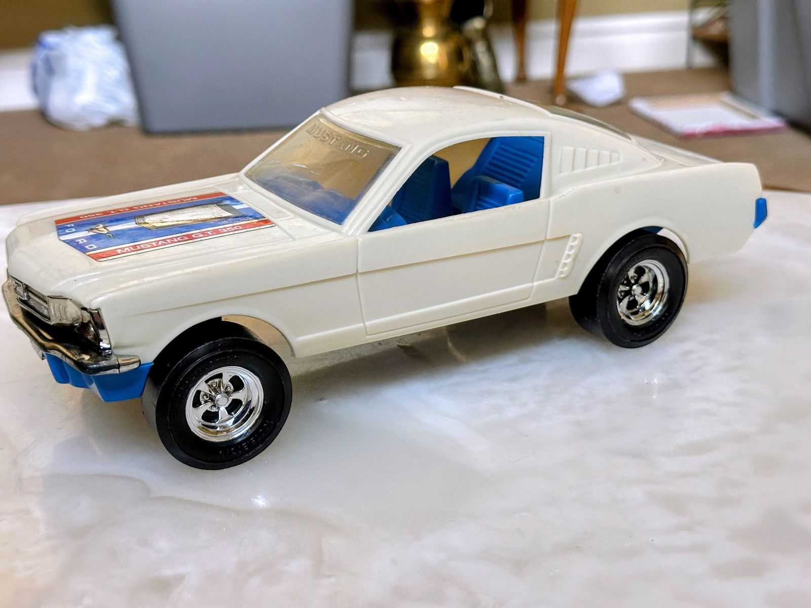 Vintage 1965 Ford Mustang GT 350 Toy Car White Plastic Model