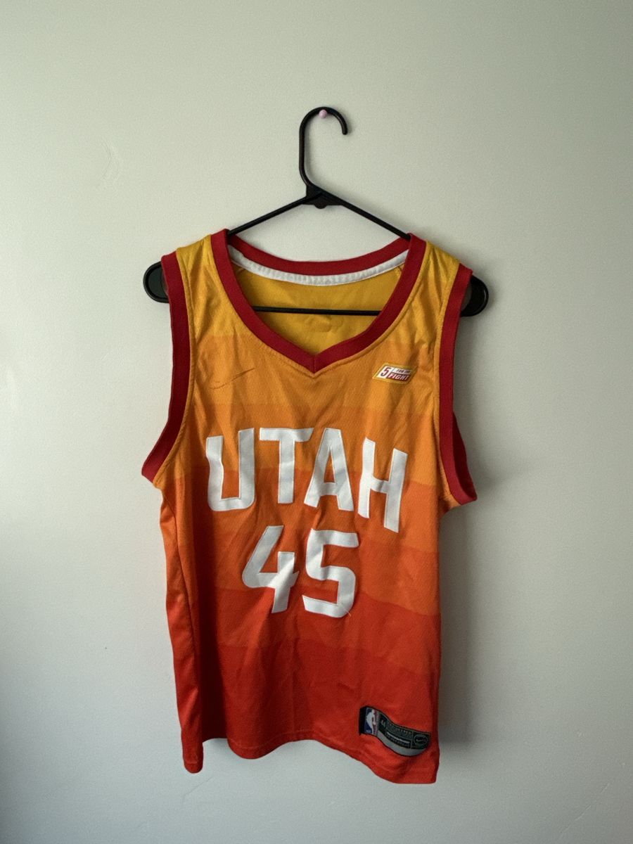 NBA Utah Jazz Donovan Mitchell #45 Yellow Orange Red Gradient Jersey Size 44 (Mens Medium)