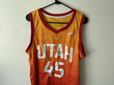 NBA Utah Jazz Donovan Mitchell #45 Yellow Orange Red Gradient Jersey Size 44 (Mens Medium)