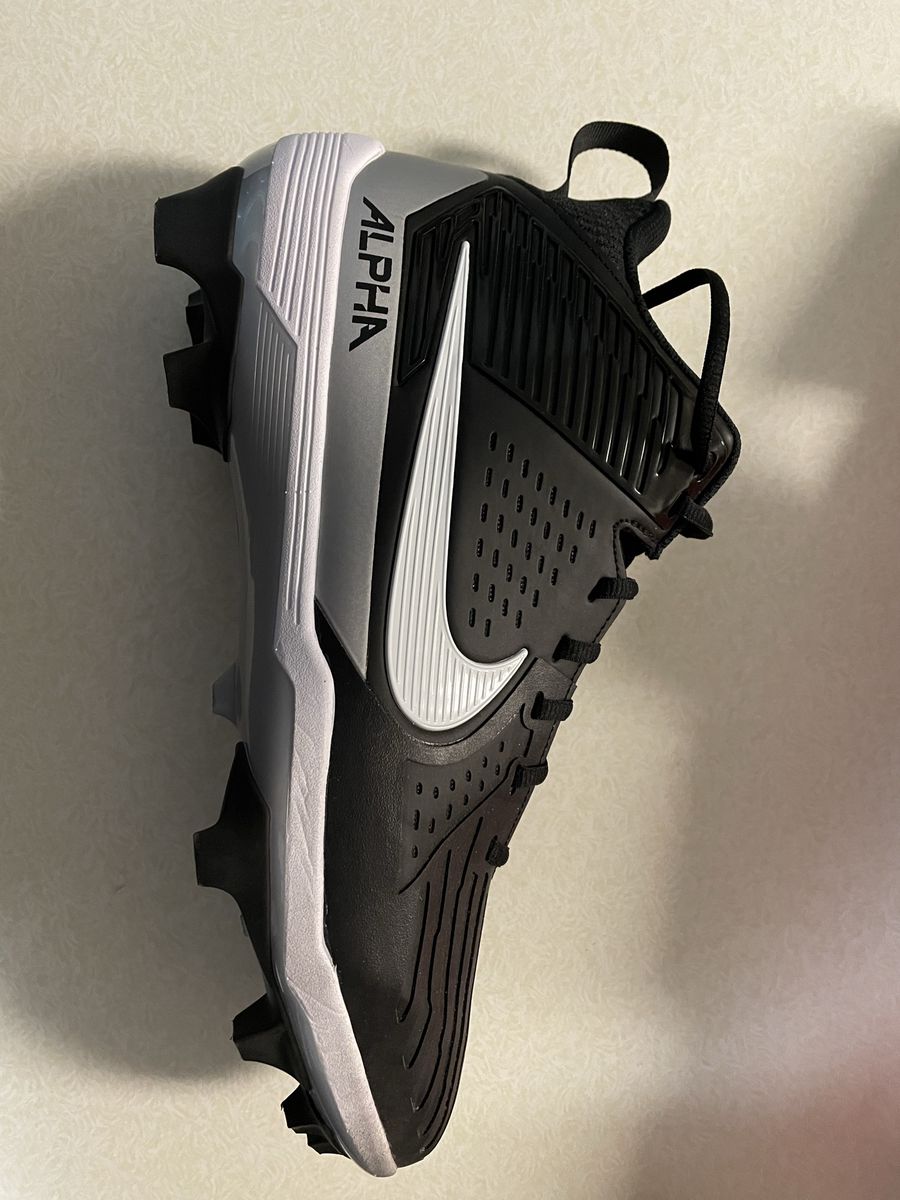Nike Alpha Menace Strong Football Cleats Black Silver Men's Size 13