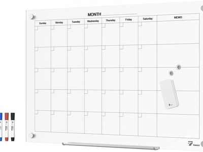 Glass Calendar Dry Erase Board 36x24, 3 x 2 ft frameless tempered surface