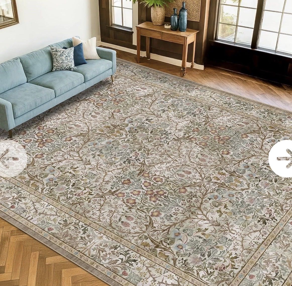 New. Sage 8x10 Large Area Rug with Floral and Botanical Pattern - Earth Tones