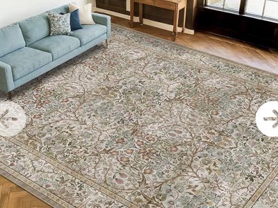 New. Sage 8x10 Large Area Rug with Floral and Botanical Pattern - Earth Tones