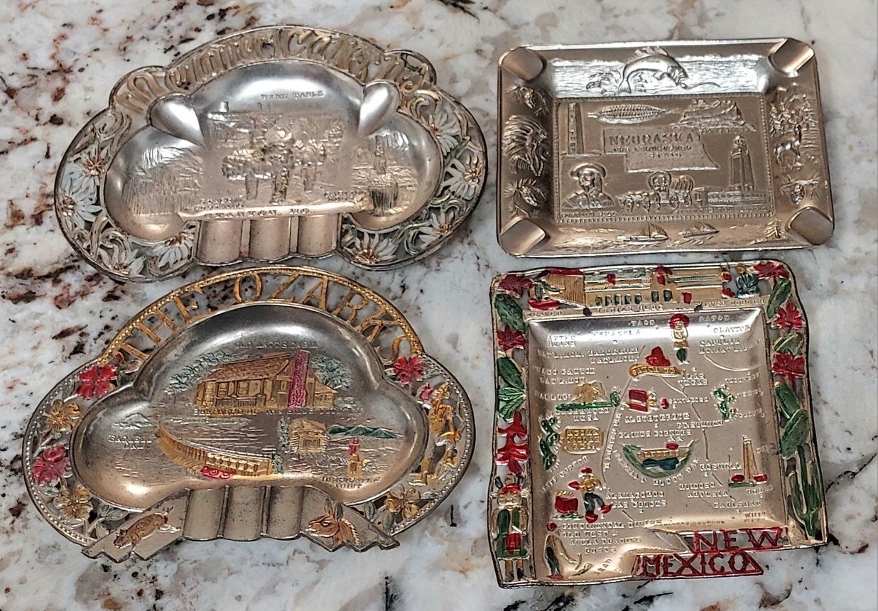 Vintage Metal Souvenir Ashtray Lot